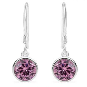 🆕️Simulated Pink Sapphire Dangle Earrings in Sterling Silver 2.00 ctw